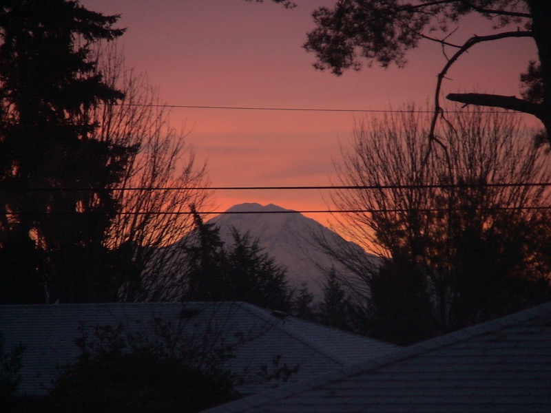 Mount Rainier in sunset