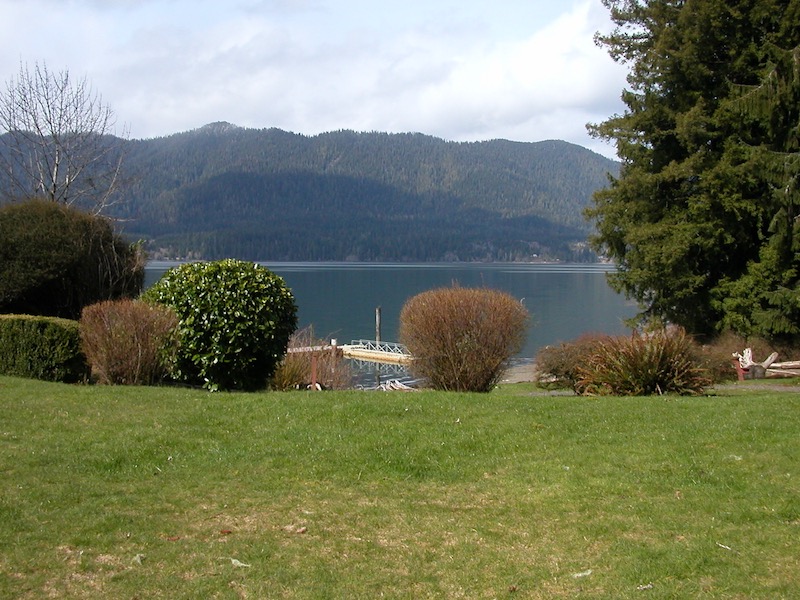 Lawn and view of lake