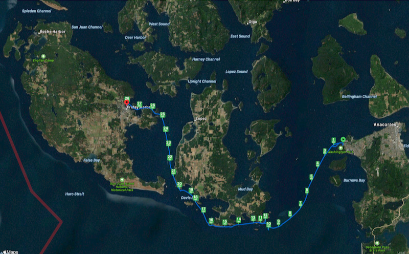 GPS track of kayaking trip