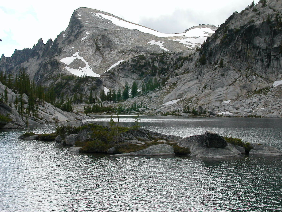 Annapurna across lake with island