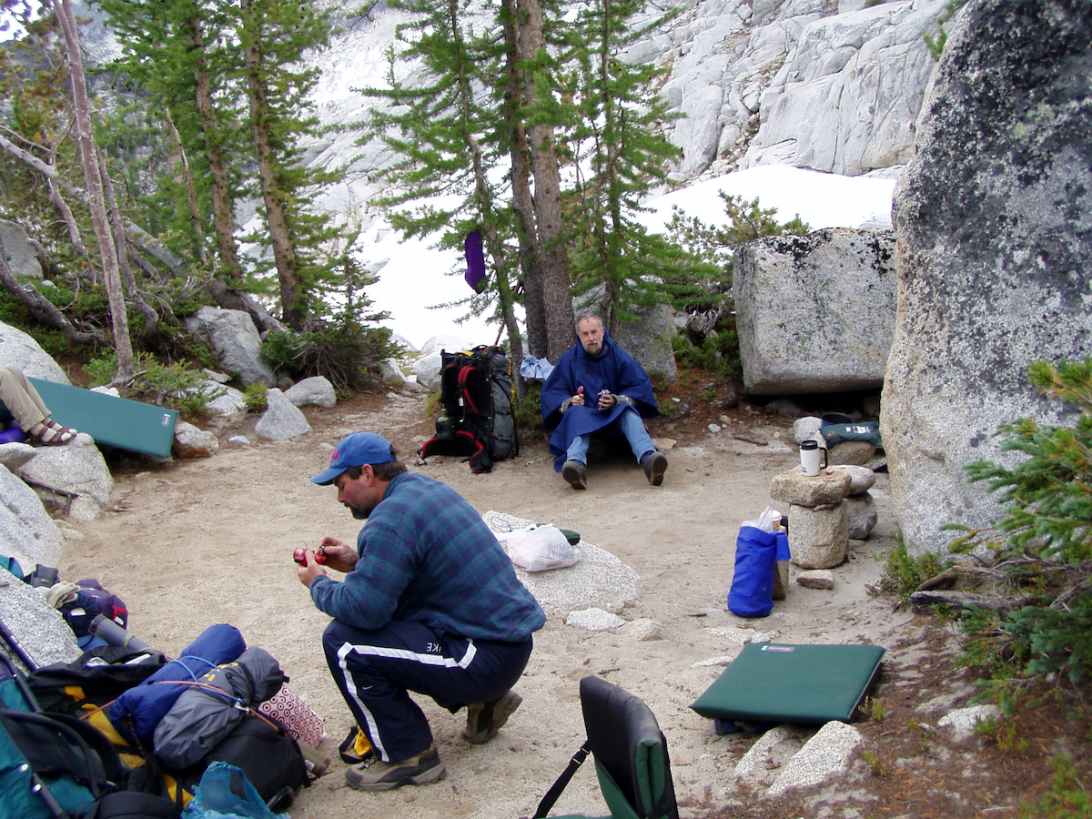 eating lunch at friend's camp site