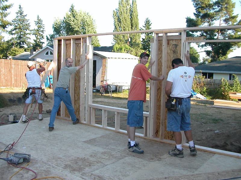 Standing up built wall