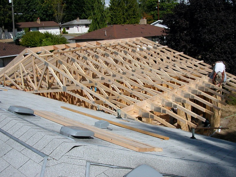 Trusses in place across walls