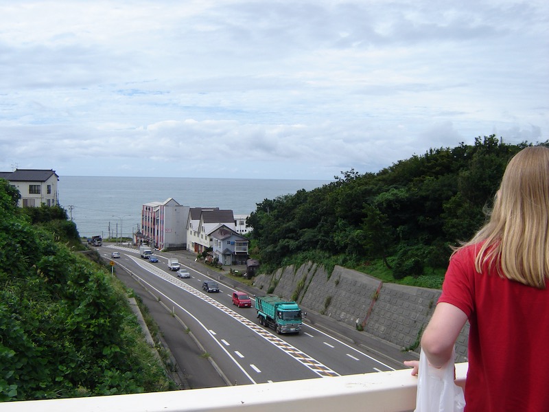 over-shoulder view to Japan Sea