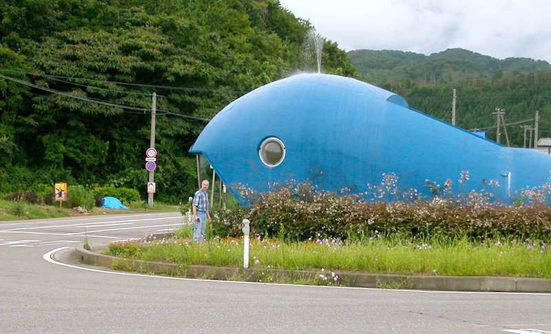 blue colored whale as entrance