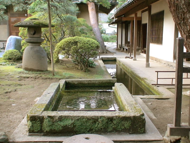 square fountain in courtyard