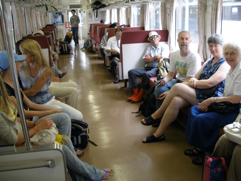 riding on a small train