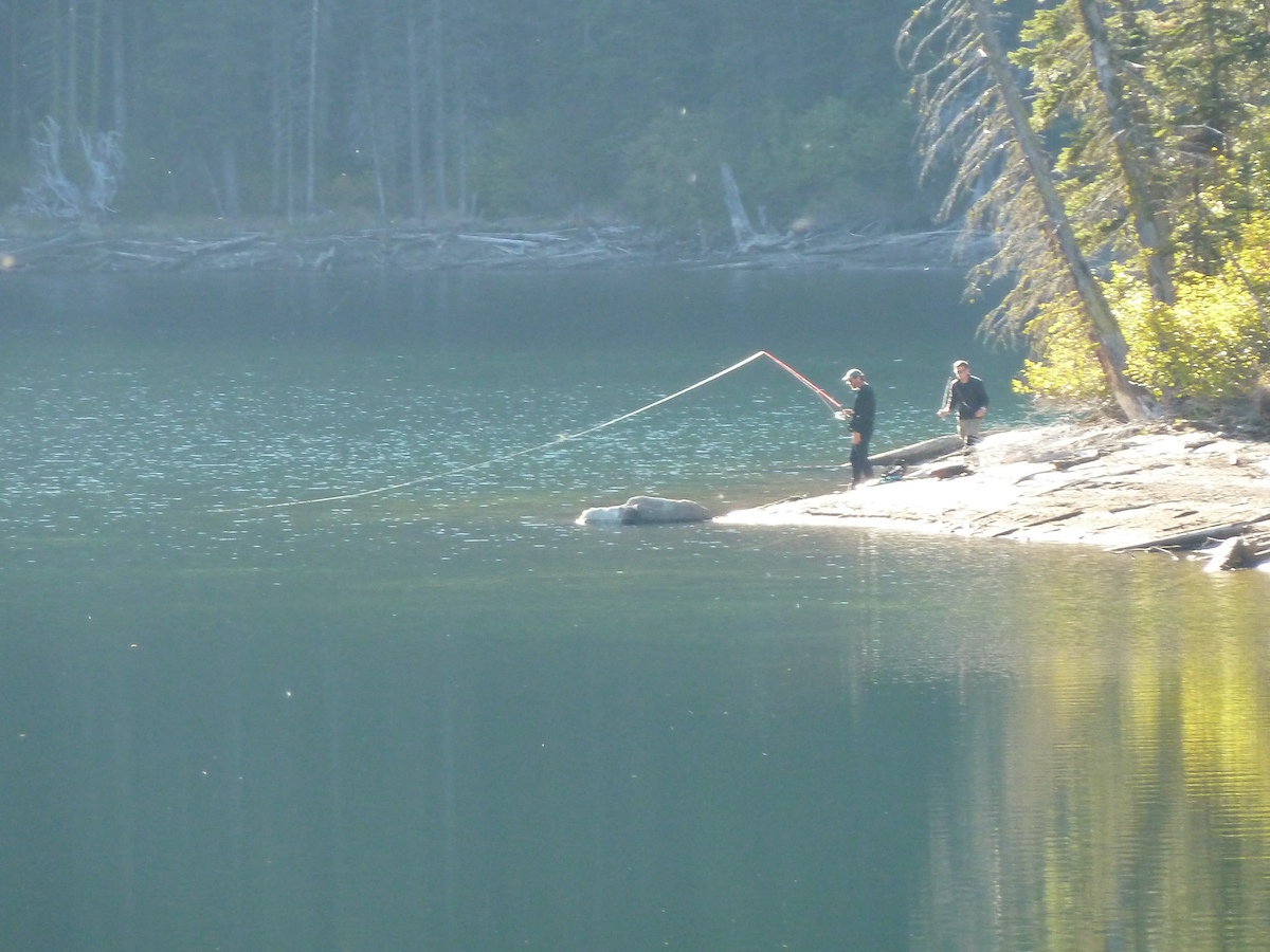 fishing by lake