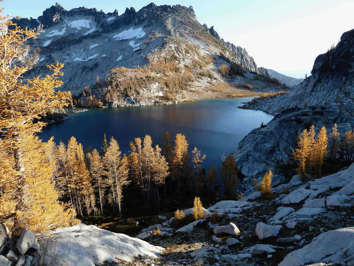 looking down on a lake and environment