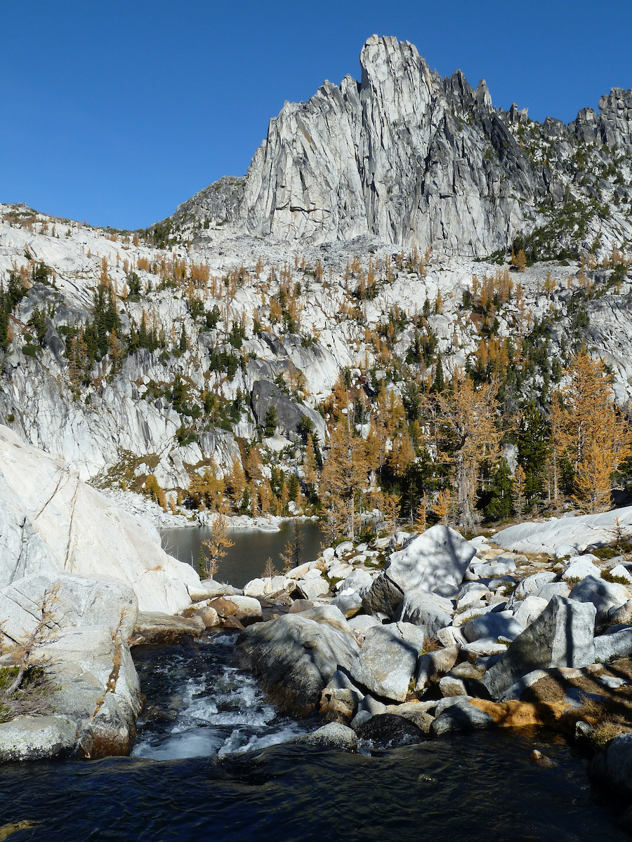 water dropping out with lake beyond