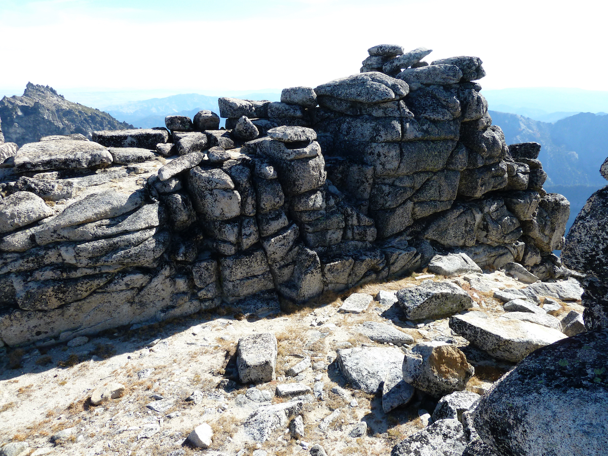 a side view of stacked flat rocks