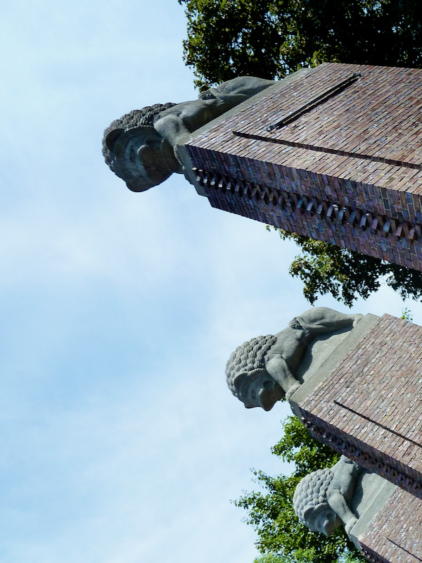 Lions on tall square brick columns