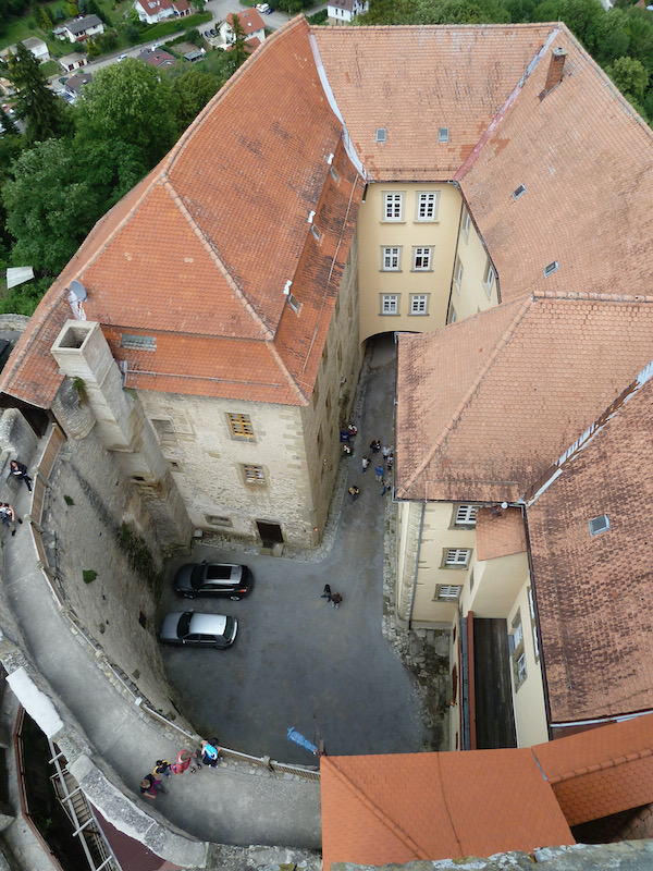 High view down on building