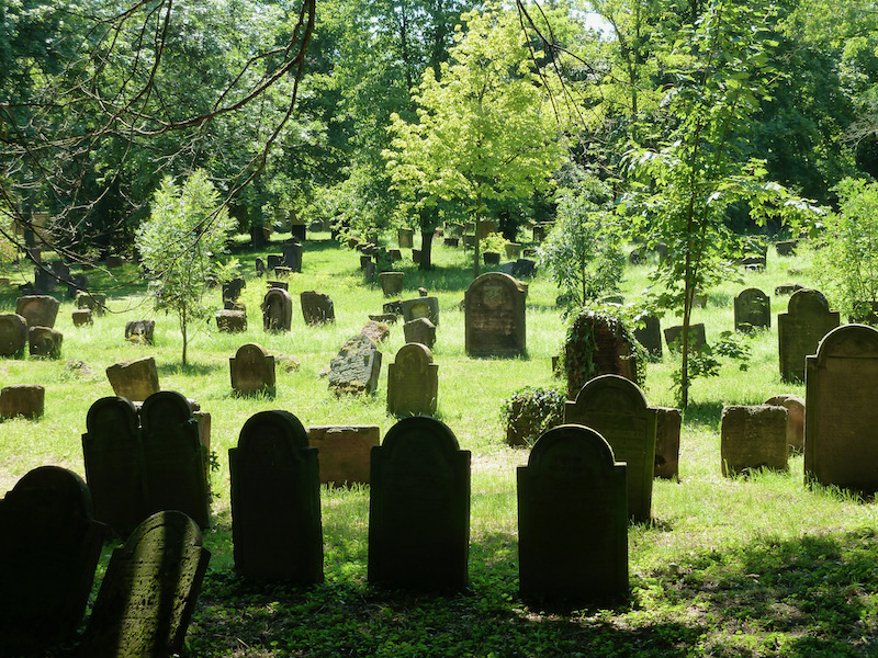 Headstones at various angles