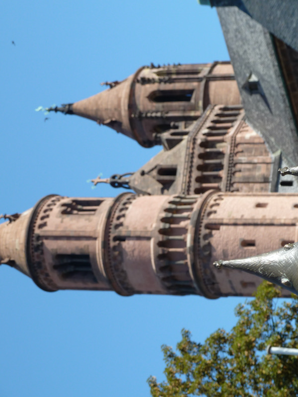 Model with real building in background