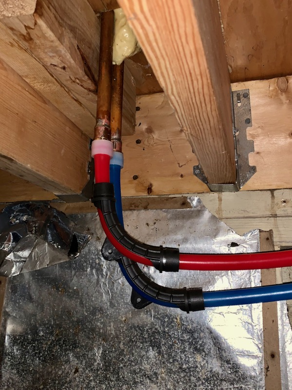 Pex line connections to the washer