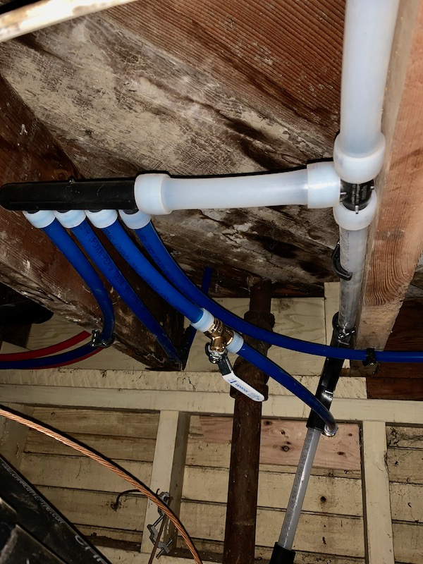 Pex line connections underneath the house