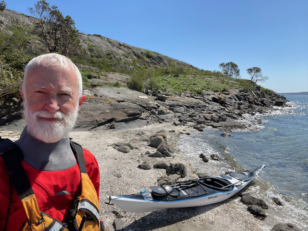 selfy at island beach with kayak