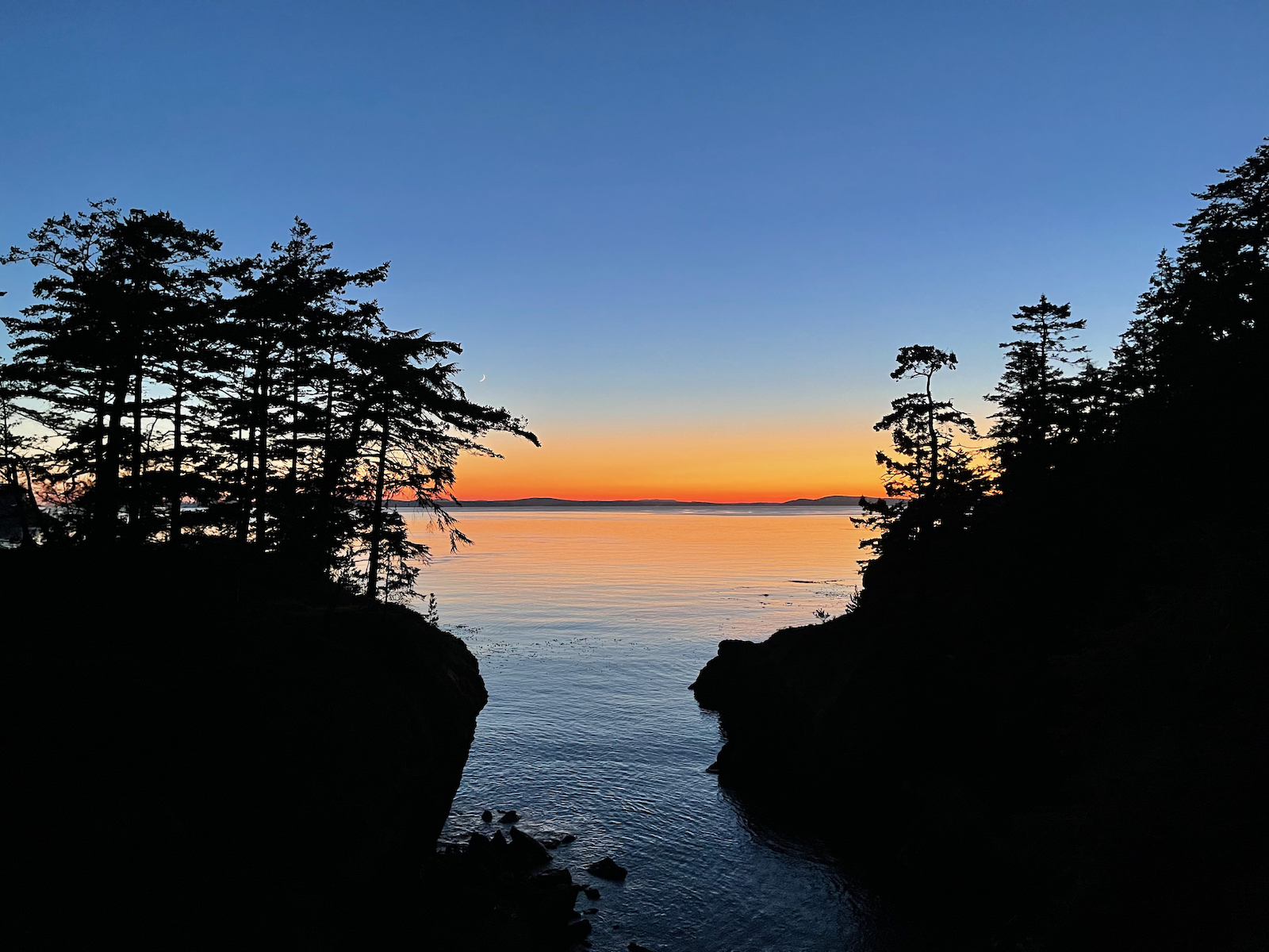 sunset between rocky outcroppings