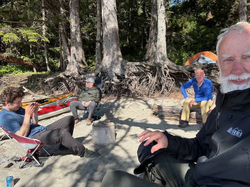 relaxing by camp on the beach