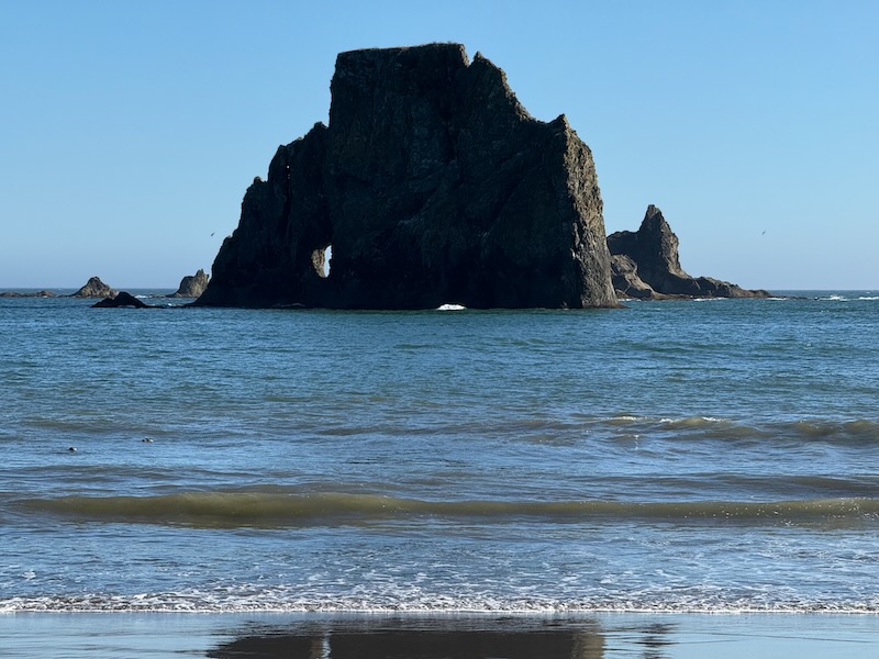 rocky island with hole