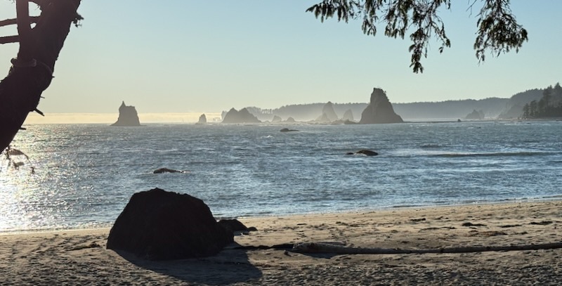 the view of beach and islands from camp