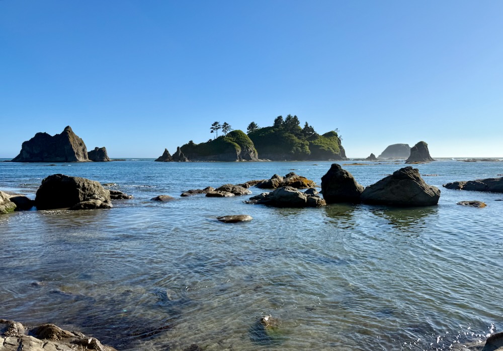 small islands just off shore