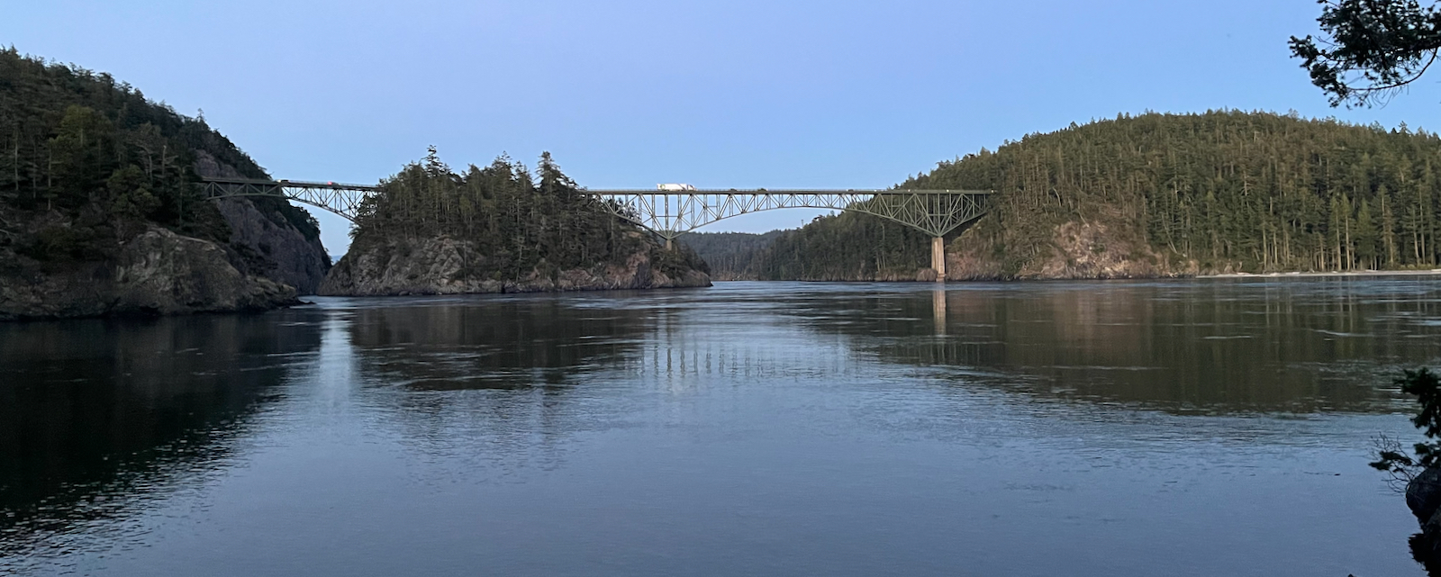 High bridges over ebbing water