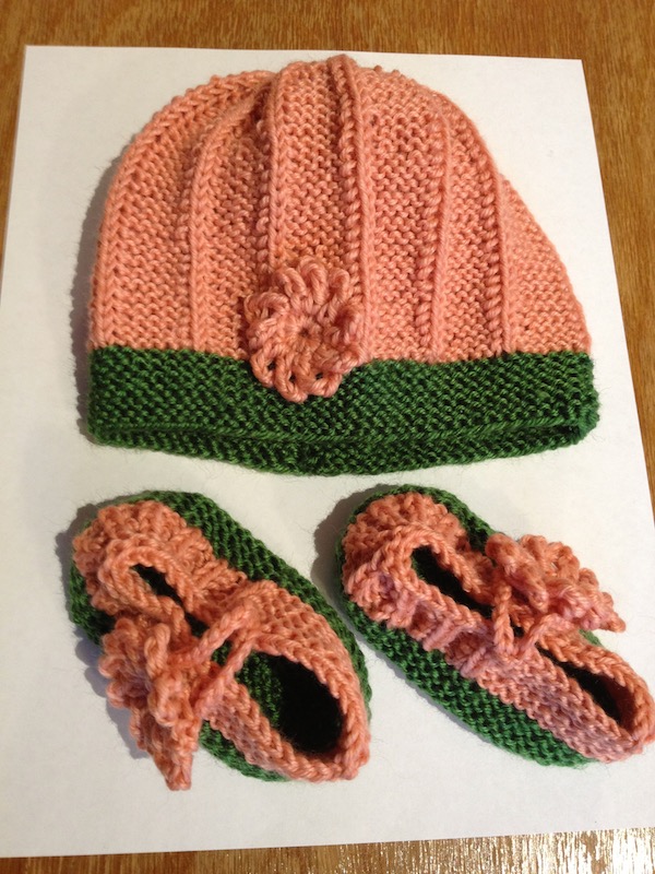 Hat and boots for a baby