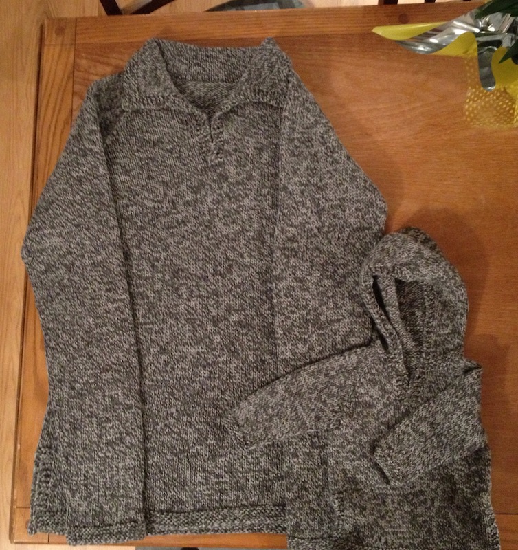 Gray sweater and hoody