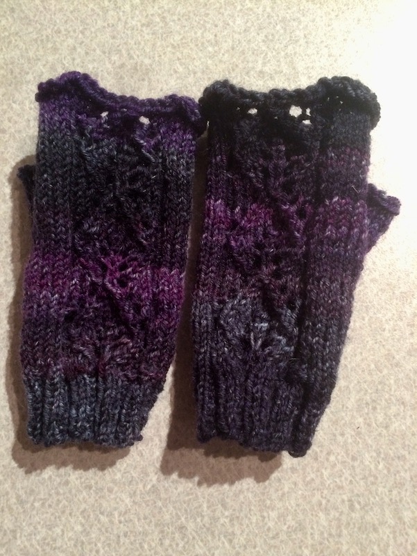 Dark purple fingerless gloves