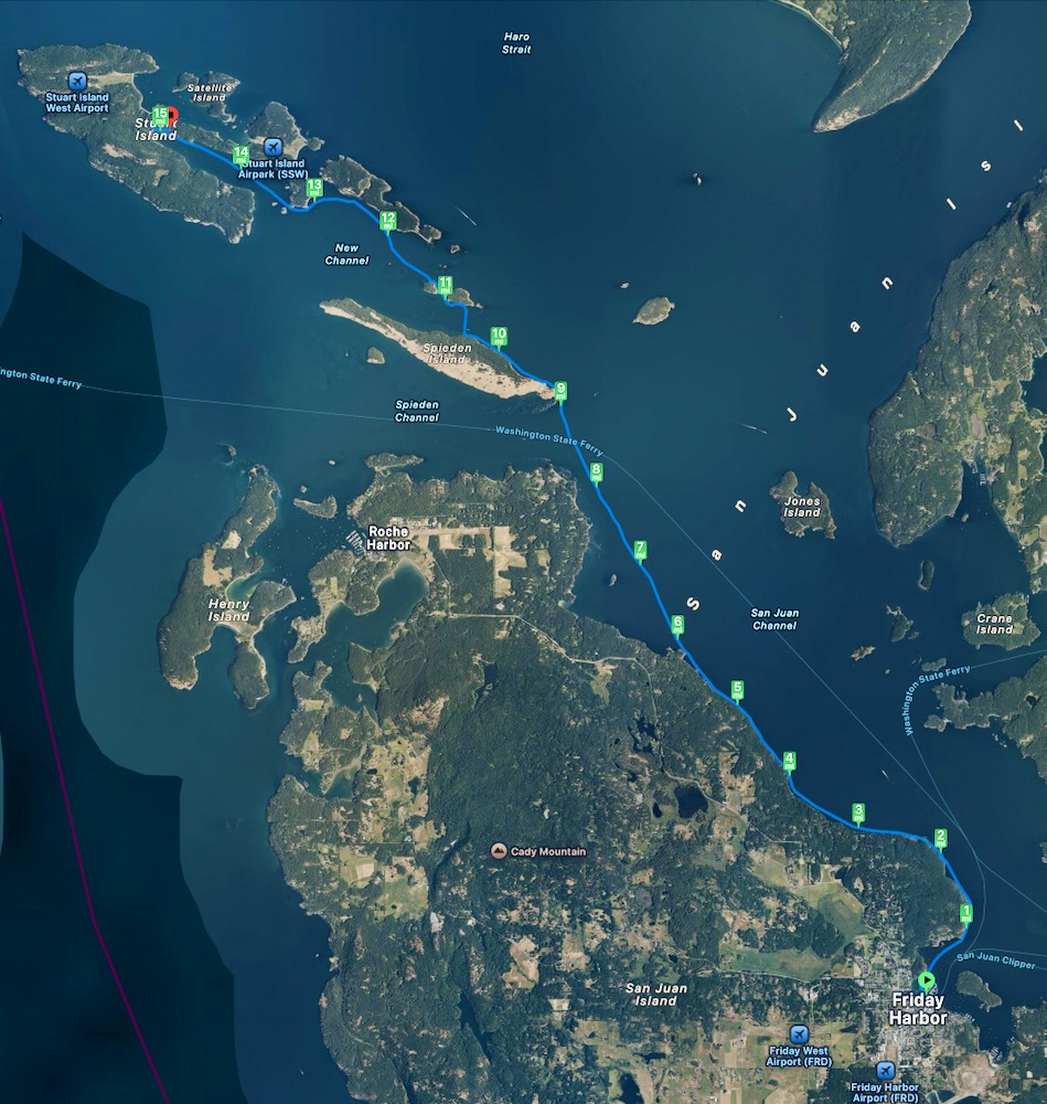 track from Friday Harbor to Stewart Island