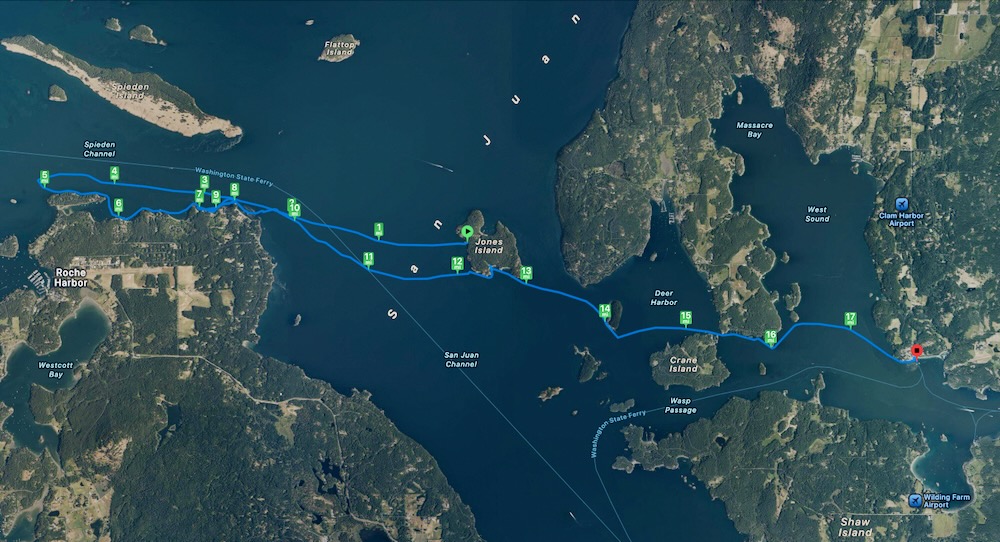 track from Jones Island to Orcas ferry terminal