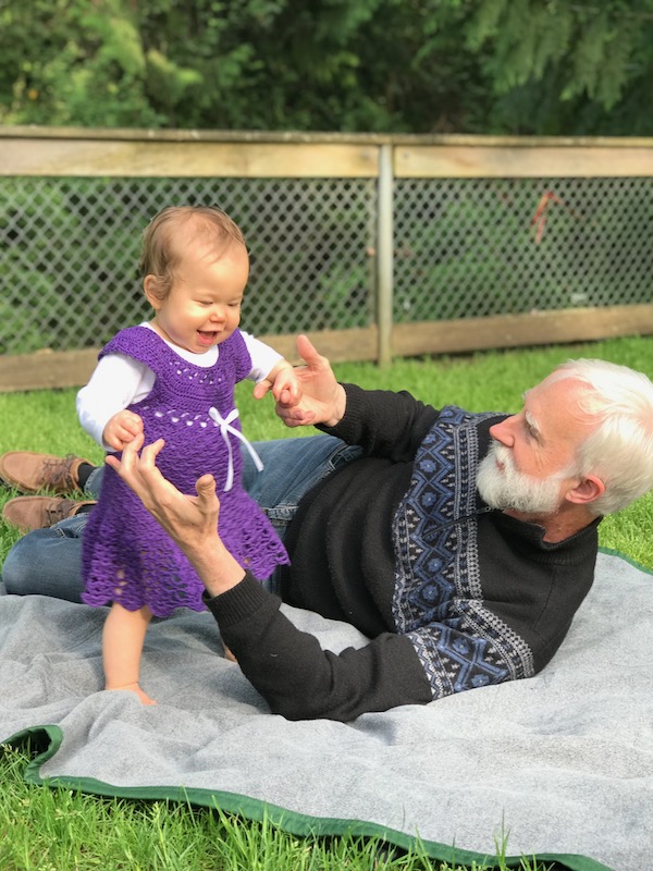 Linnea in a purple dress