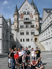 tour group in front of castle